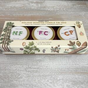 Trader Joe's Holiday Scented Candle Tin Trio Noble Fir Foraged Cassis Cinnamon